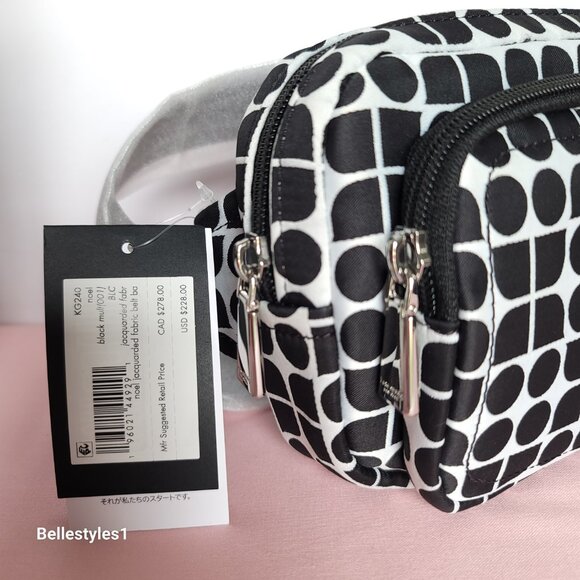 KATE SPADE Belt Bag Noel Jacquarded Printed Fabric Bag- Black Multi ⭐ - Picture 15 of 16